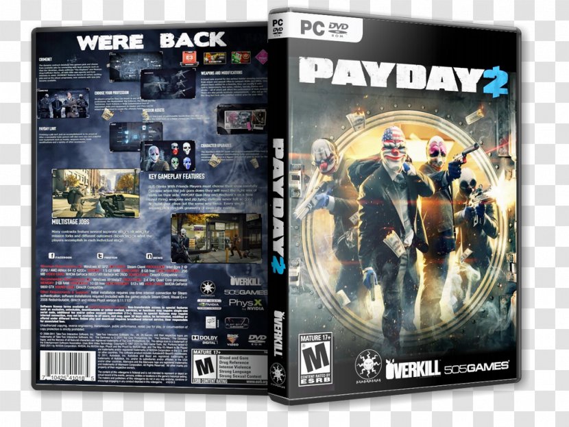 Payday 2 PlayStation Grand Theft Auto V PC Game 505 Games - Video Software - Elements Transparent PNG