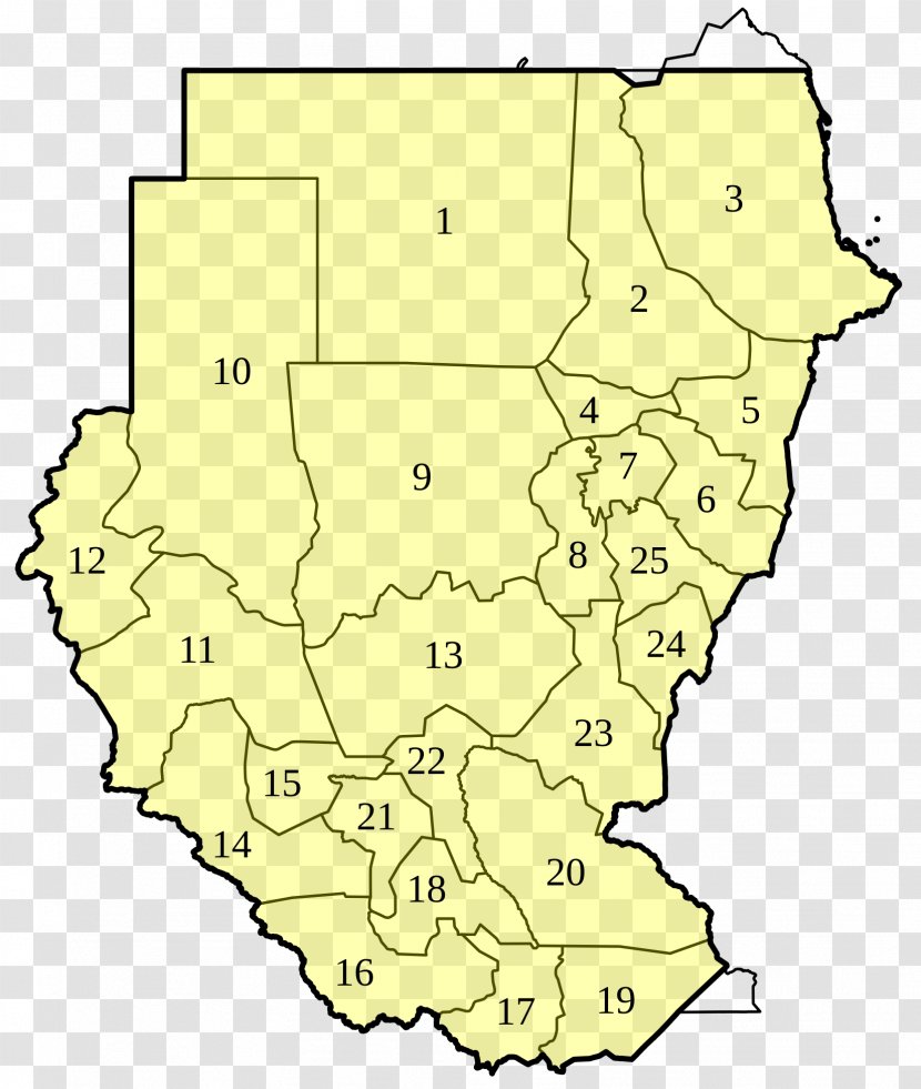 States Of Sudan El-Gadarif South Port North Kordofan - Yellow Transparent PNG