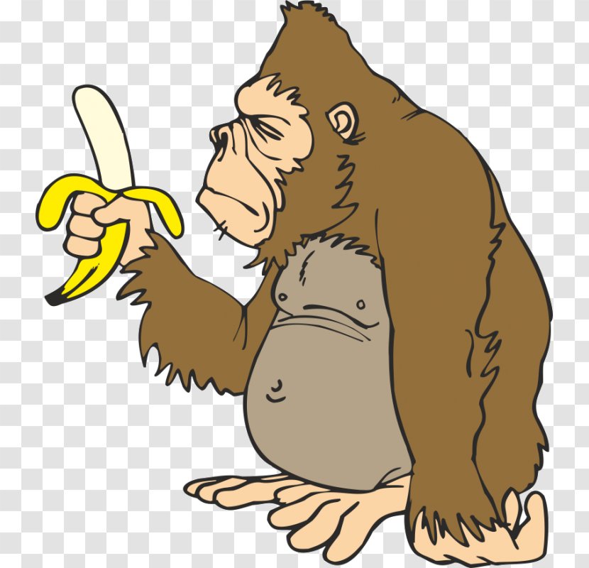 Gorilla Ape Banana Animation Clip Art - Carnivoran Transparent PNG