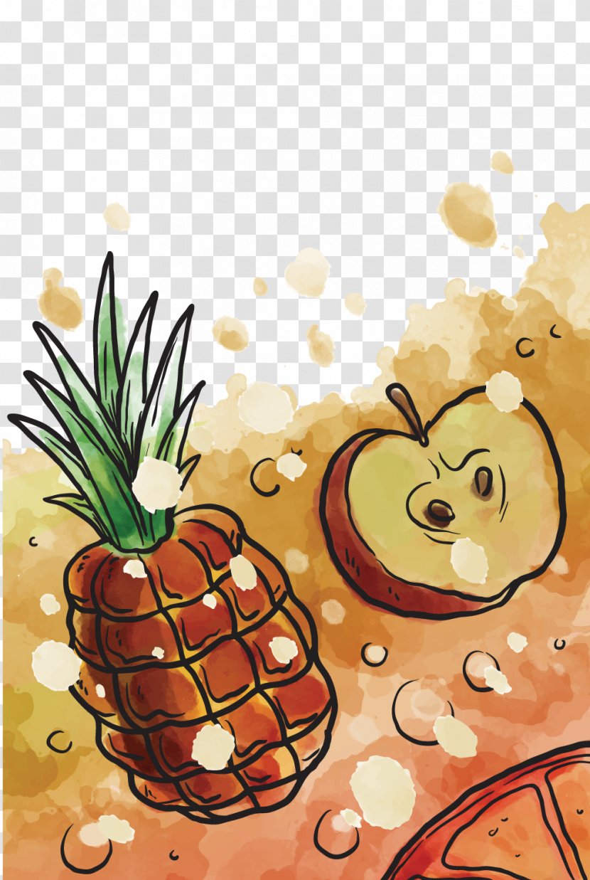 Pineapple Adobe Illustrator Illustration - Cuisine - Hand Painted Apple Vector Transparent PNG