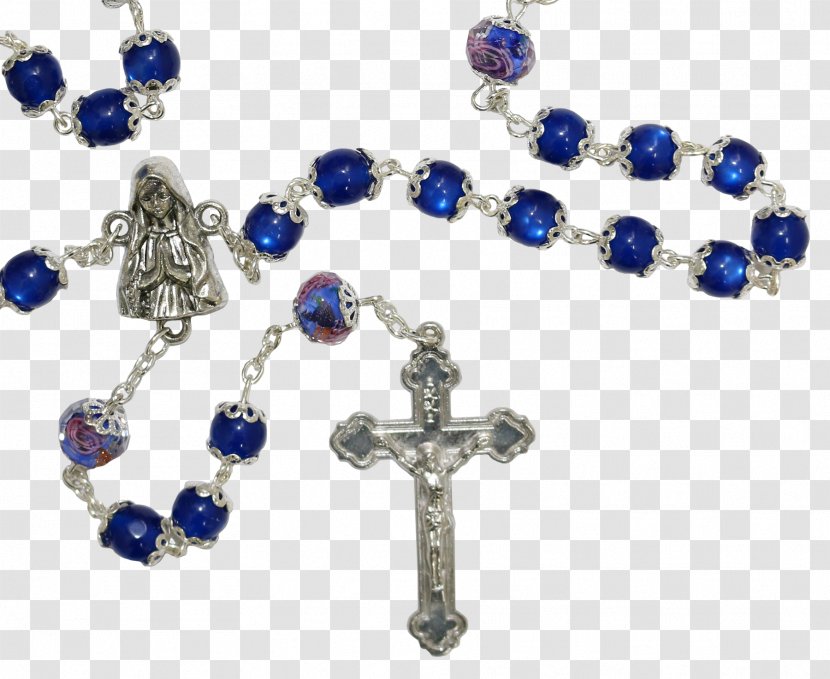 Rosary Blue Sapphire Bead Miraculous Medal Transparent PNG