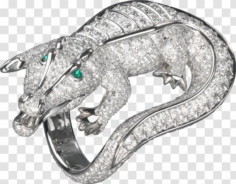 Cartier Ring Emerald Fauna Flora - Silver Transparent PNG