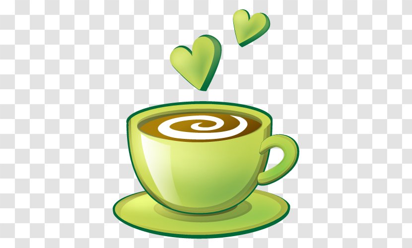 Coffee Cup Cappuccino Espresso Cafe - Tableware - Green Love Transparent PNG