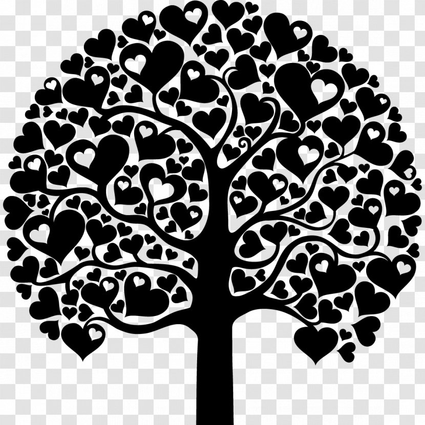 Tree Black And White Silhouette - Monochrome - Love Transparent PNG
