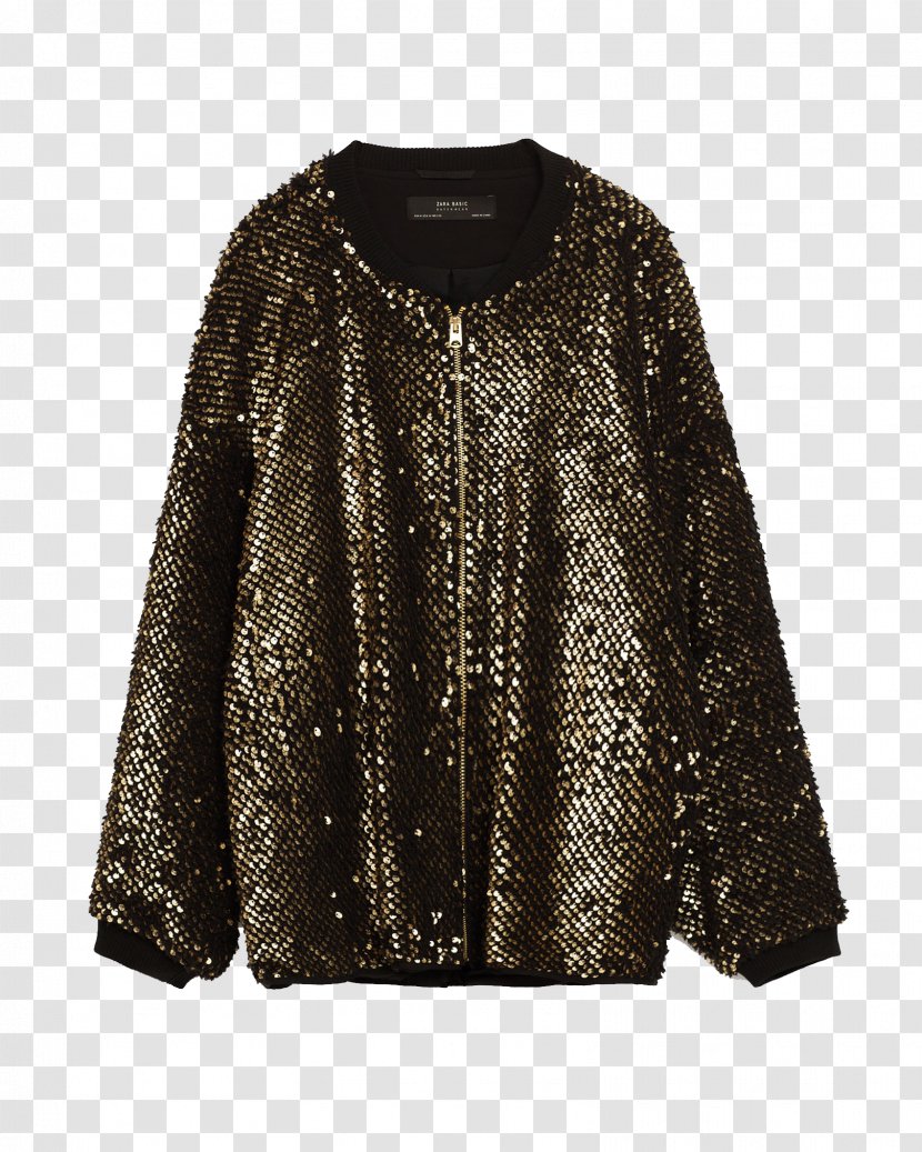 Zara Flight Jacket Sequin Clothing - Gold Aviator Transparent PNG