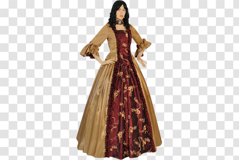 Ball Gown Renaissance Dress English Medieval Clothing - Burgundy Transparent PNG