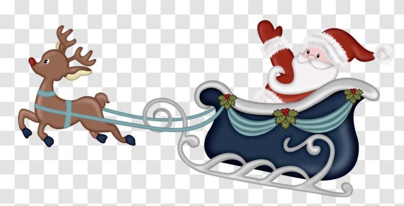 Santa Claus Reindeer Sled Clip Art - Cartoon - Riding Transparent PNG
