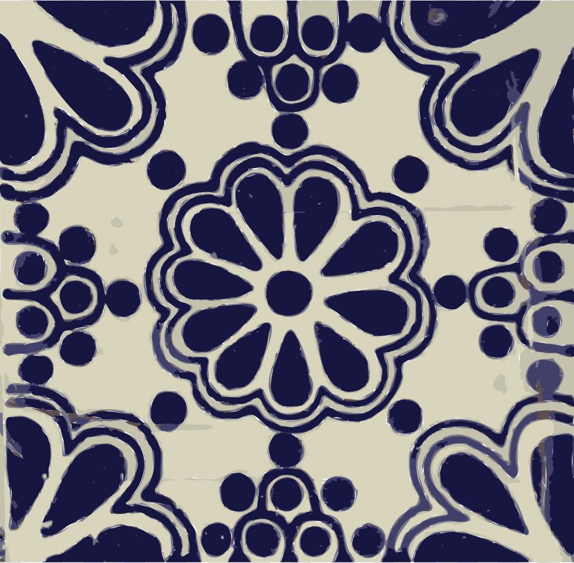 Mexican Cuisine Tile Talavera Pottery Ceramic Blue - Visual Arts - Cliparts Transparent PNG