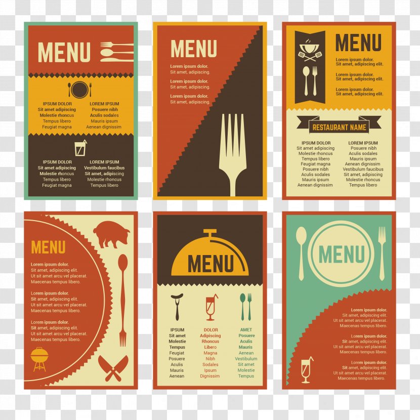 Menu Restaurant Graphic Design - Template - Vintage Vector Material Transparent PNG