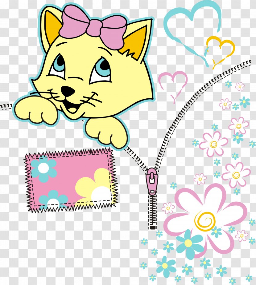 Printing And Writing Paper Stationery Clip Art - Whiskers - Kitten Zipper Transparent PNG
