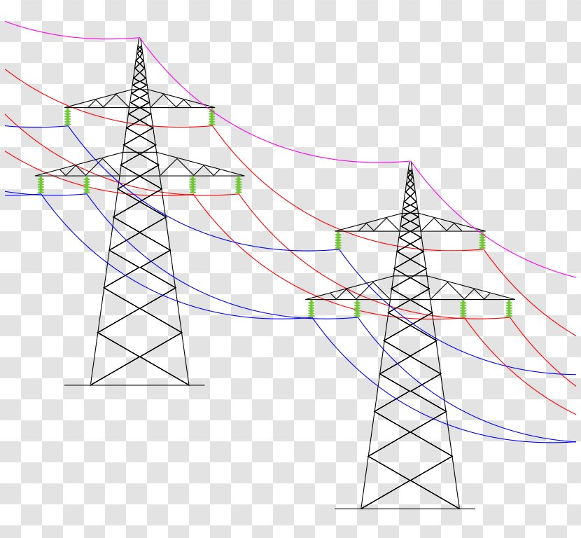 Overhead Power Line Drawing Pylon Electricity Diagram - Wikipedia - Transmission Transparent PNG