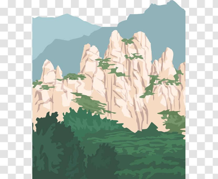 Euclidean Vector Landscape Flora Nature Green - Watercolor - Hand-painted Mountains Transparent PNG