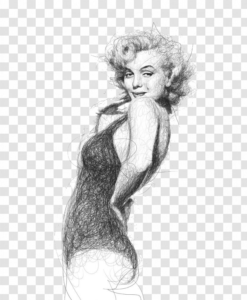 Marilyn Monroe Drawing Pencil Sketch - Black And White Lines Stitching Transparent PNG