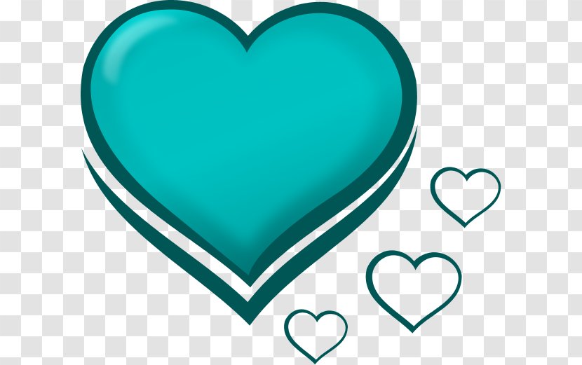 Heart Valentines Day Clip Art - Watercolor - Teal Cliparts Transparent PNG
