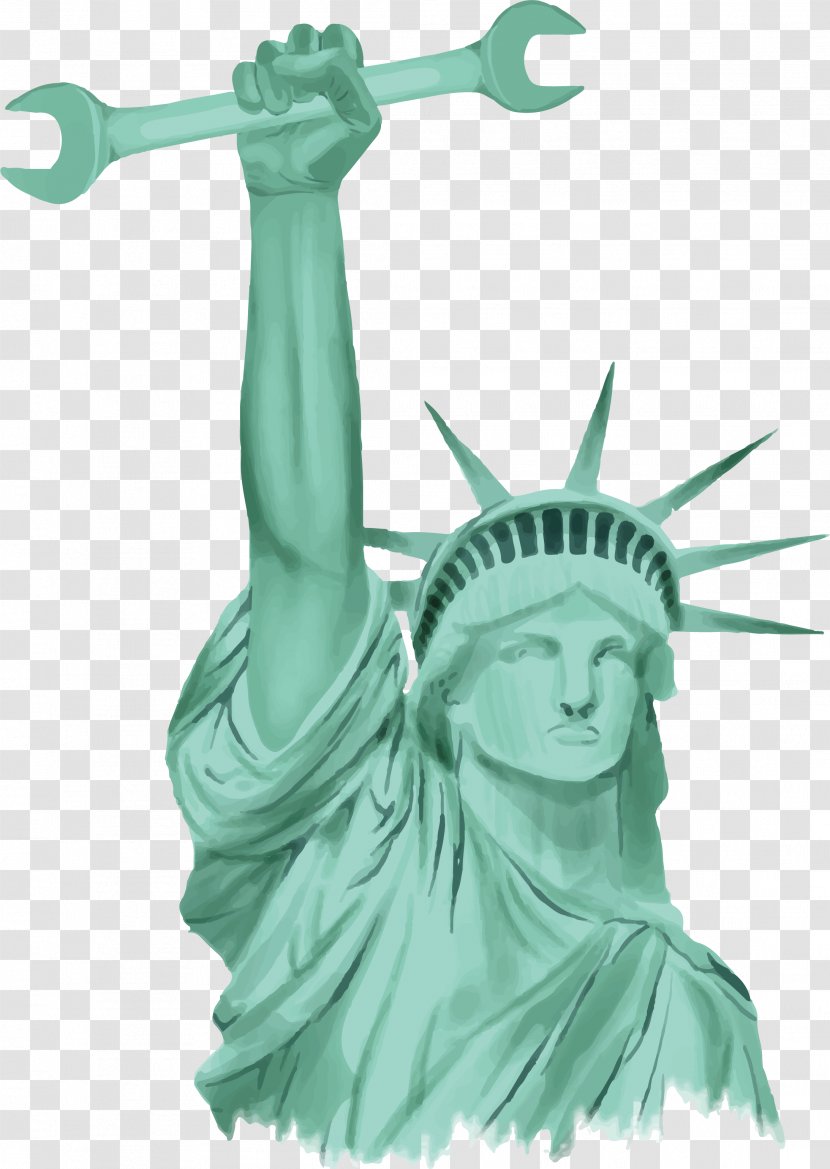Statue Of Liberty Los Angeles - Art - Green Hand-painted Transparent PNG