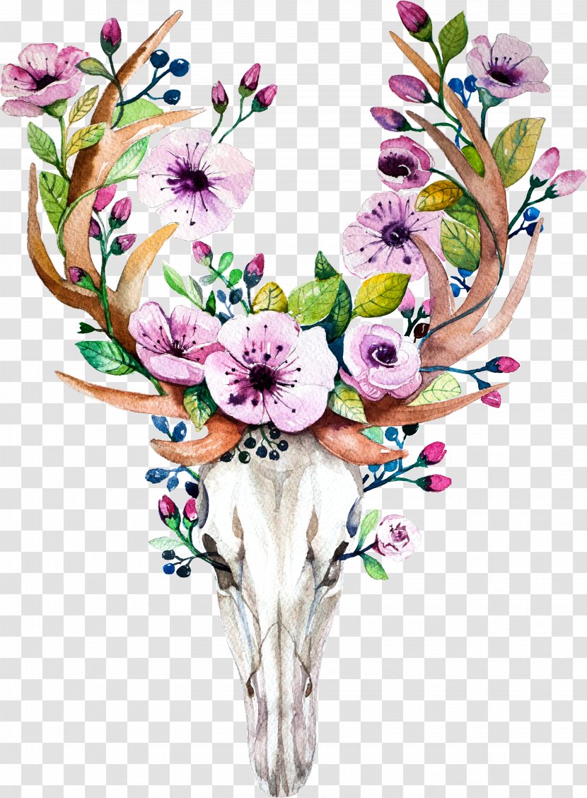 Watercolor Floral Background - Antler - Design Wildflower Transparent PNG