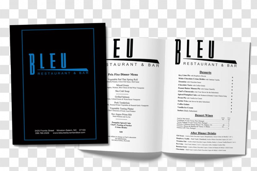 Bleu Restaurant & Bar Brand Printing Nu Expression - Logo - A Menu Is An Offer To Make Contract Transparent PNG
