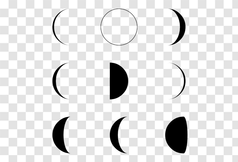 Lunar Phase Moon Clip Art - Black And White Transparent PNG