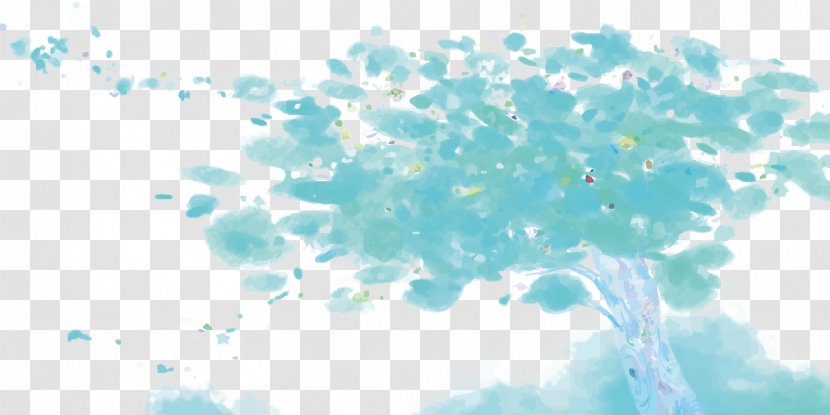 Blue Sky Graphic Design Turquoise Wallpaper - Vecteur - Vector Watercolor Tree Transparent PNG