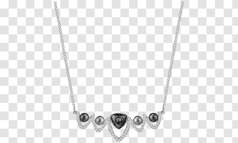Earring Necklace Swarovski Jewellery Pearl - Black And White - Crystal Jewelry Women's Transparent PNG