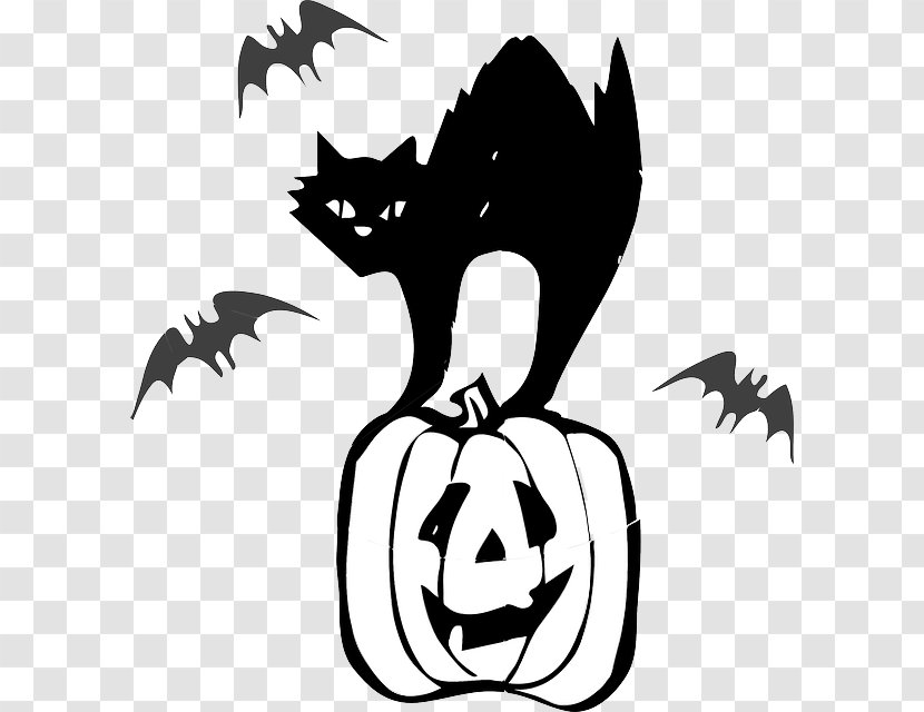 Black Cat Halloween Jack-o'-lantern Clip Art - Small To Medium Sized Cats - Jack-o-lantern Transparent PNG