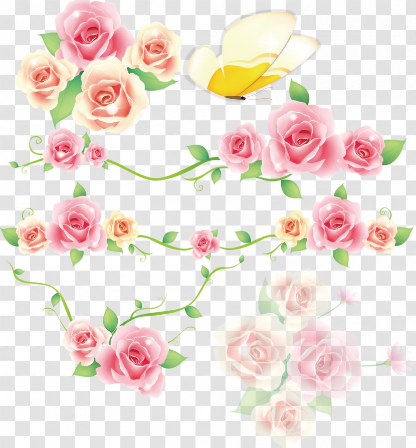 Garden Roses Flower Vector Graphics Image Floral Design - Heart - Vines Transparent PNG