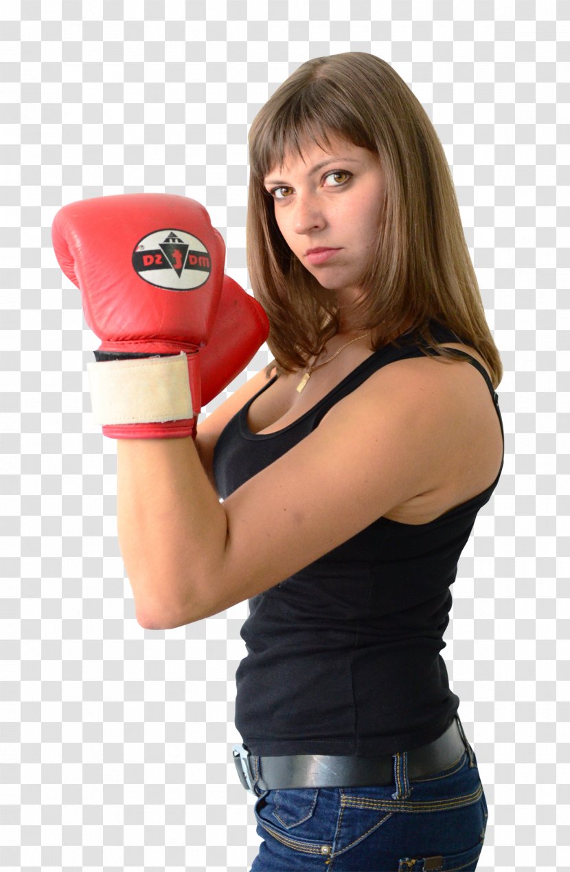 Boxing Glove Womens Woman - Frame - Wearing Gloves Transparent PNG