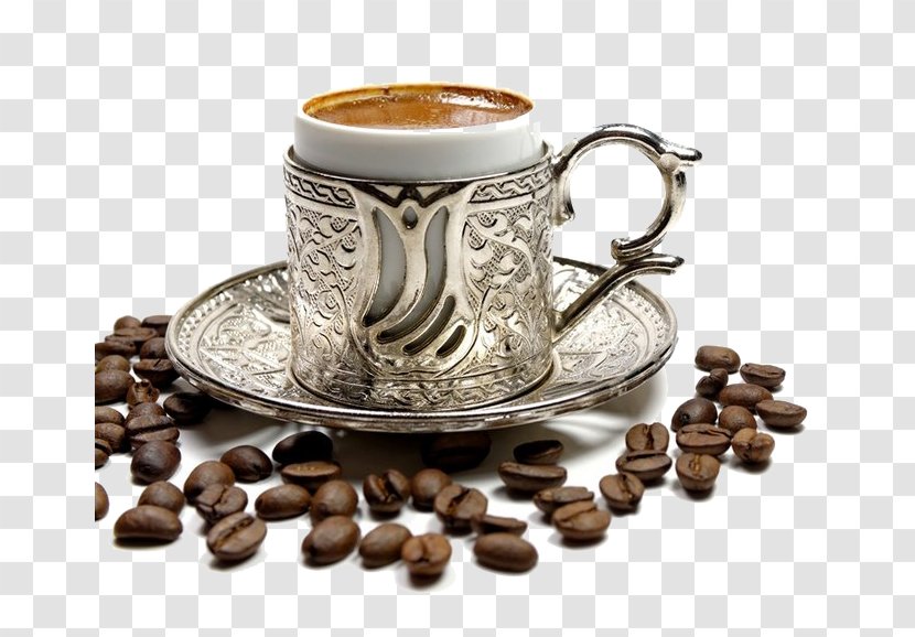 Turkish Coffee Espresso White Cup - Hot And Beans Transparent PNG