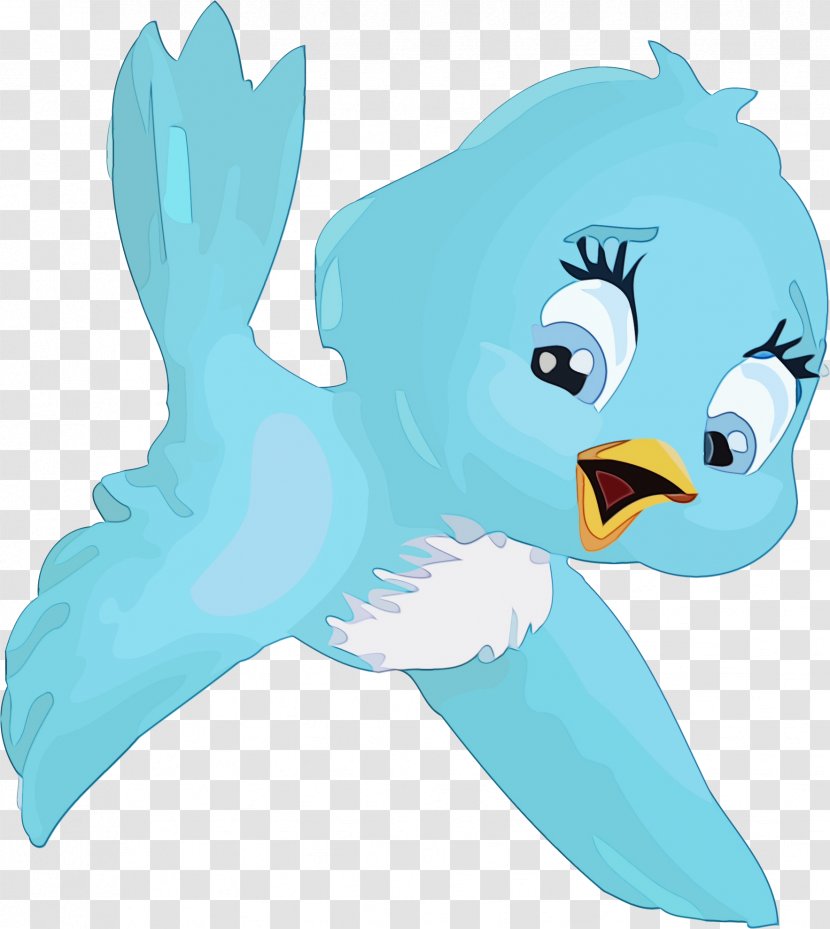 Cartoon Clip Art Bird Aqua Beak - Songbird Perching Transparent PNG
