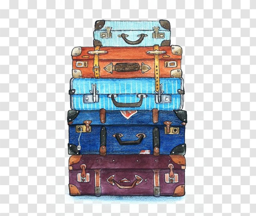 Travel Watercolor Painting Suitcase Transparent PNG