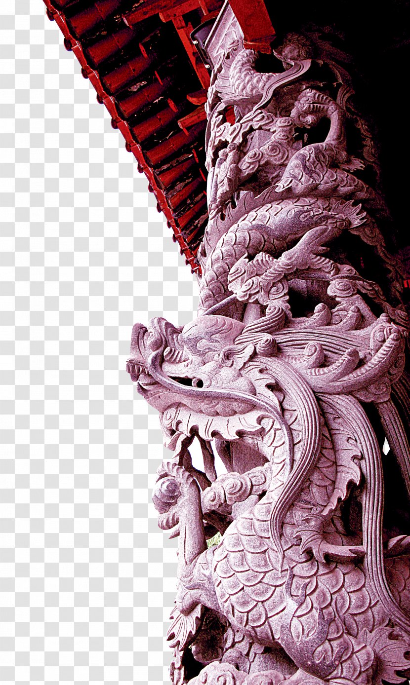 Column Poster Chinese Dragon - Chinoiserie - Cloister Lion Statue Transparent PNG