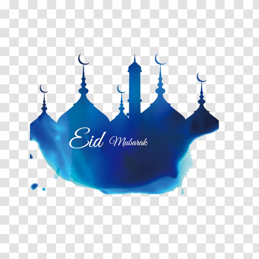 Ramadan Eid Mubarak Mosque Illustration - Zakat Al Fitr - Blue Building Corban Watercolor Transparent PNG