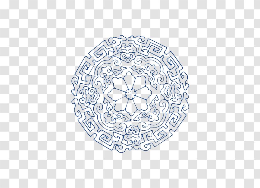 Blue And White Pottery Motif Circle Clip Art - Point - Lotus Fresh Texture Disc Transparent PNG