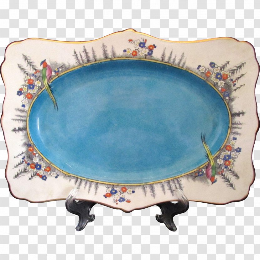 Tableware Platter Ceramic Plate Porcelain - Turquoise - Hand-painted Birds Transparent PNG
