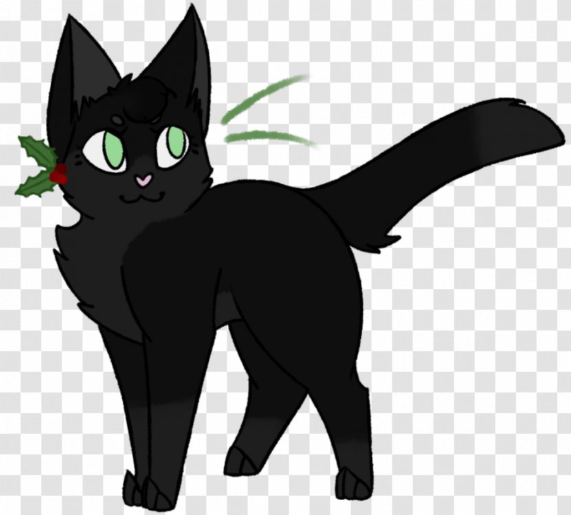Black Cat Kitten Whiskers Domestic Short-haired - Legendary Creature - Holly Leaf Transparent PNG