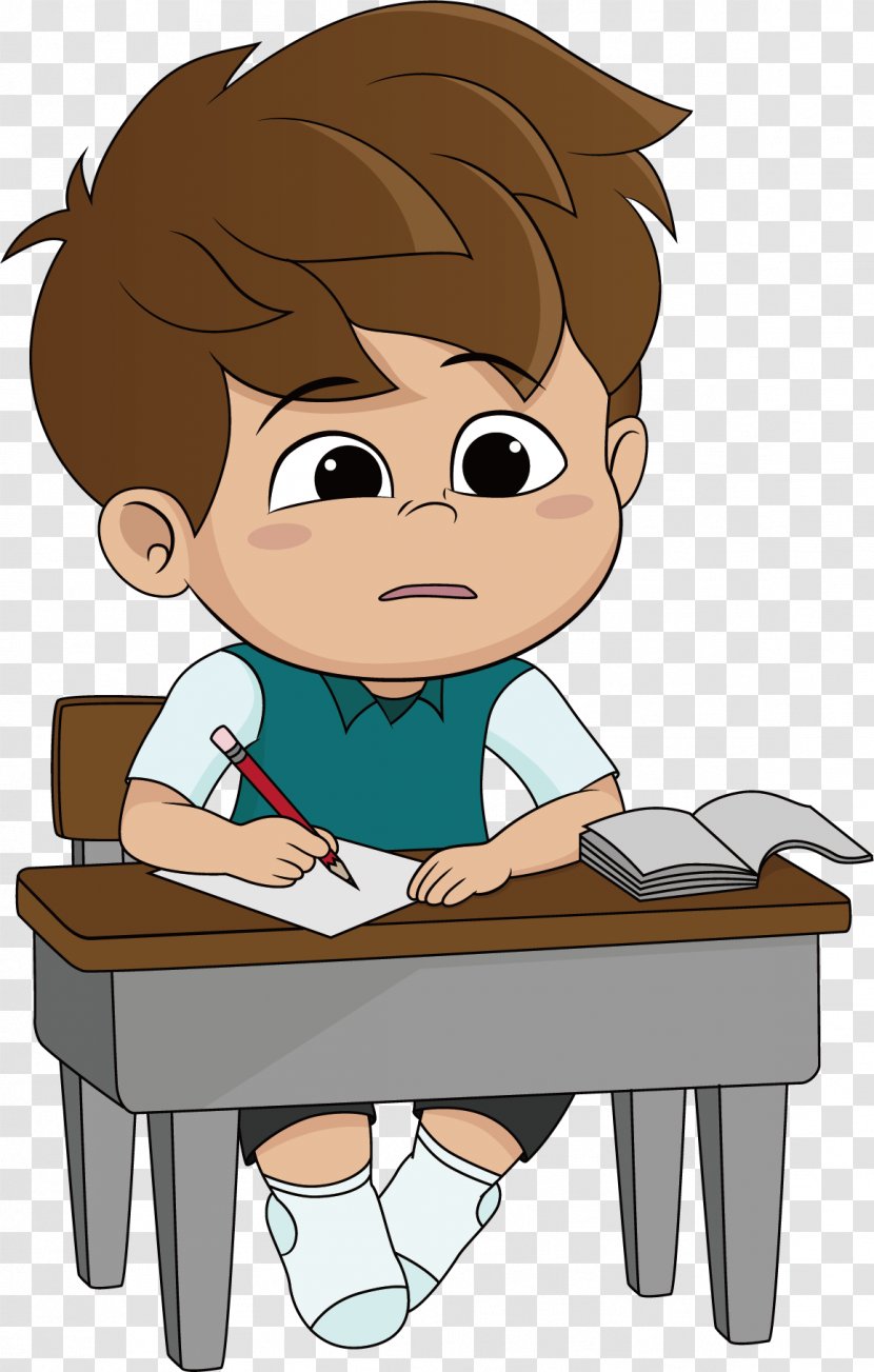 Cartoon Homework Illustration - Tree - Thinking Transparent PNG