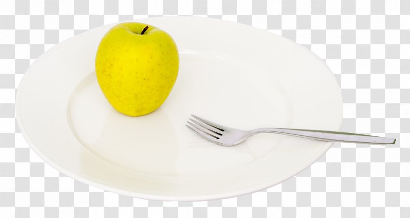 Fork Spoon Tableware Material - Fruit - Apple And On Plate Transparent PNG