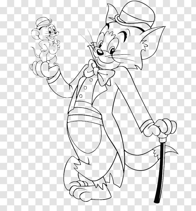 Tom Cat Coloring Book Cartoon And Jerry Drawing - Silhouette Transparent PNG