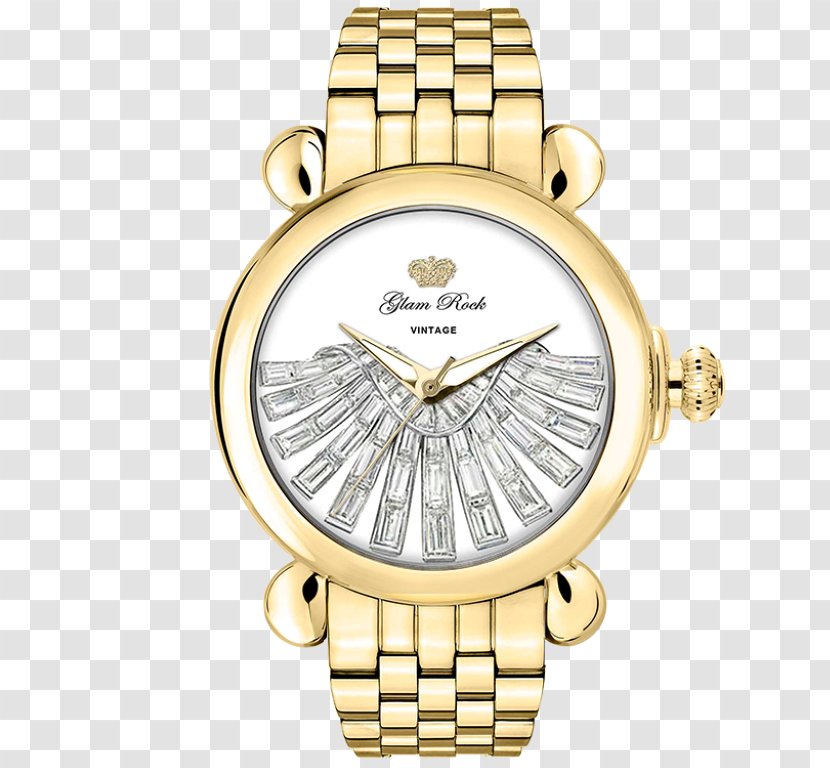 Gold Plating Analog Watch Quartz Clock - Brand - Crystal Rock Transparent PNG