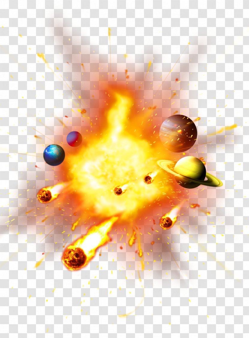 Explosion Download Icon - Yellow - Golden Atmosphere Planet Decorative Patterns Transparent PNG