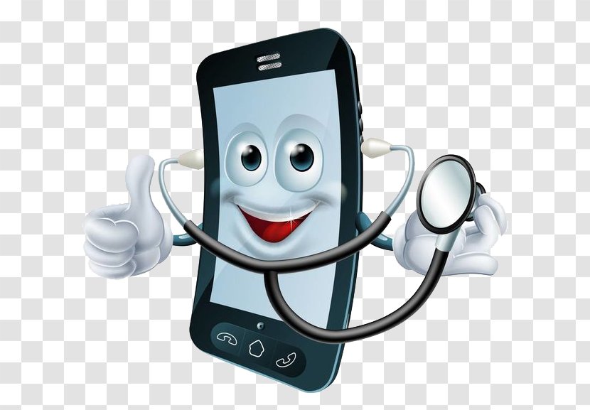 Cartoon Stock Photography Cell Phone Doctor Illustration - Electronic Device - A With Stethoscope Transparent PNG