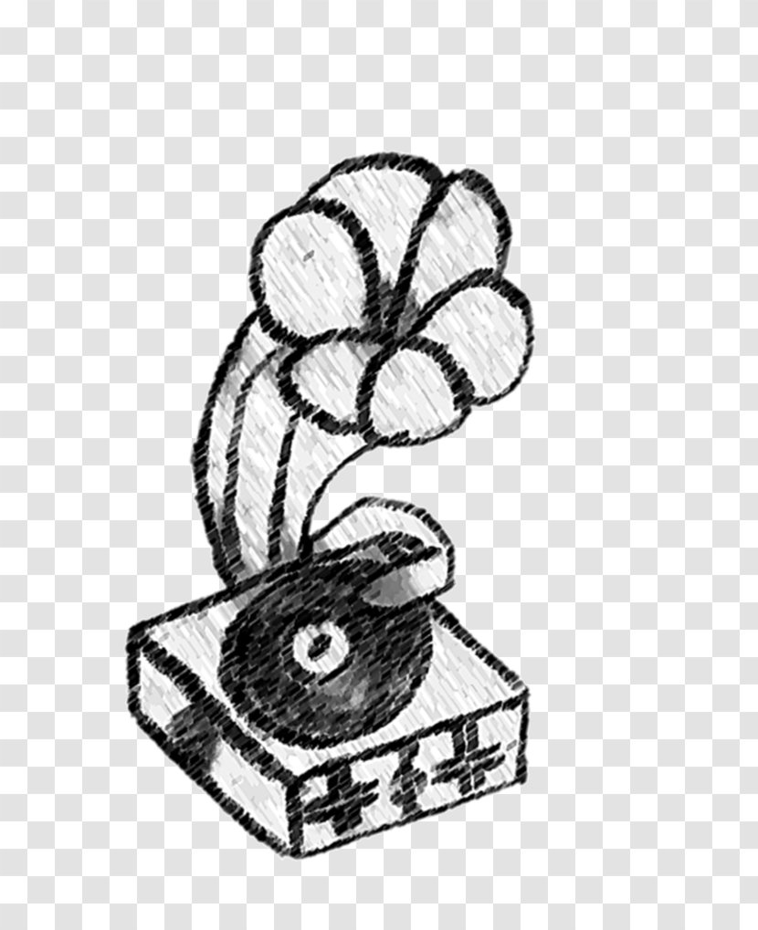 Drawing Black And White Monochrome - Animal - Gramophone Transparent PNG