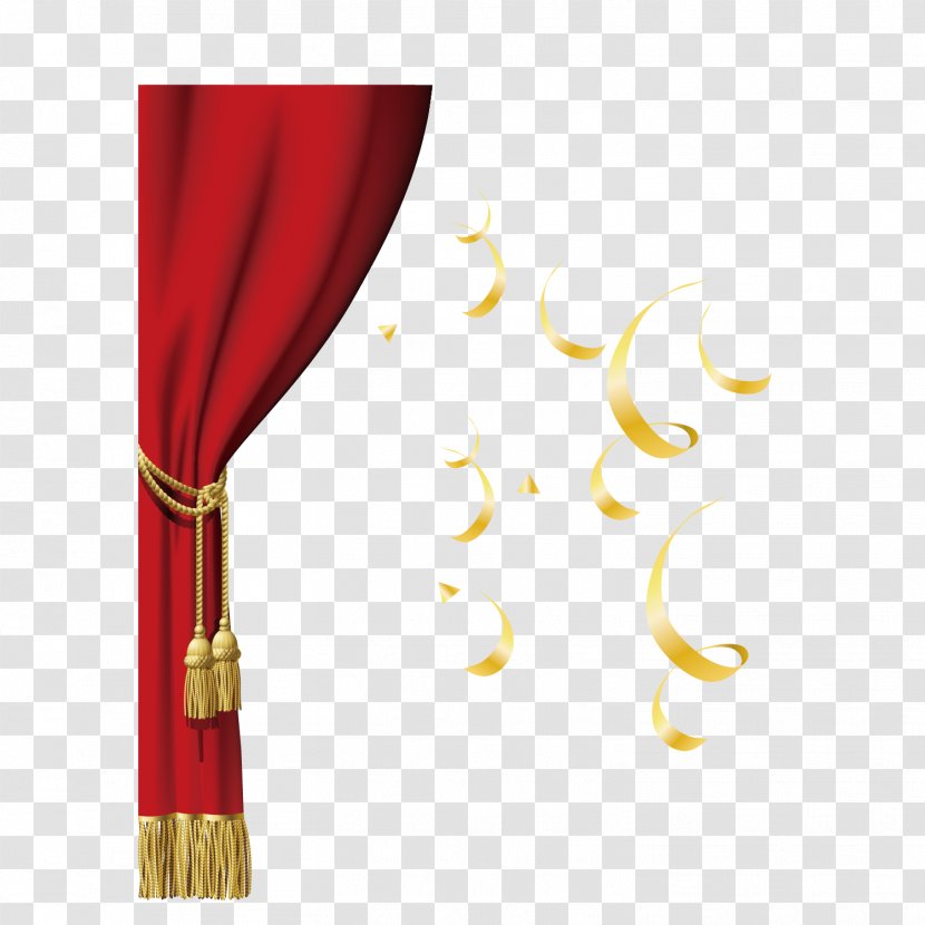 Theater Drapes And Stage Curtains - Material - Red Vector Decoration Transparent PNG