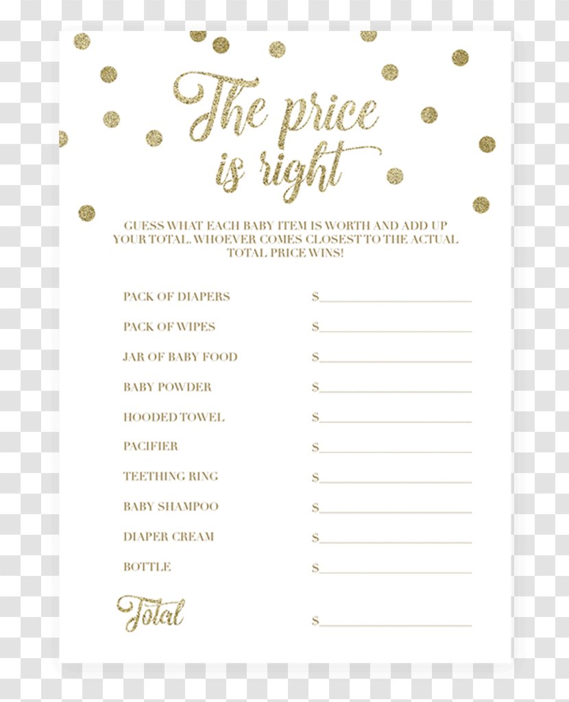 Big Dot Of Happiness Is It The Right Price Baby Shower Game Amscan Guess Wilton - Party Transparent PNG