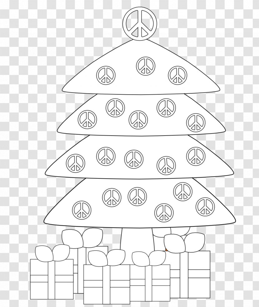 Christmas Tree Point Triangle Line Art - Coloring Book Transparent PNG