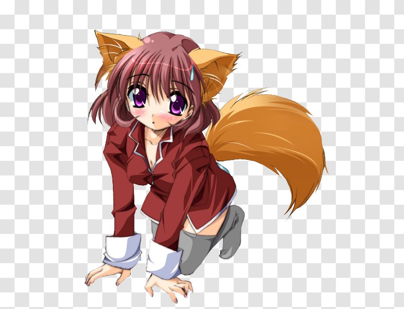 Kitsune Animal Female Catgirl - Flower - Easy To Edit Transparent PNG