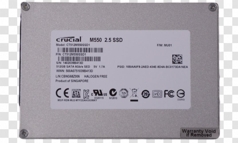 Solid-state Drive Laptop Hard Drives Data Storage Crucial M550 SATA SSD - Disk Transparent PNG