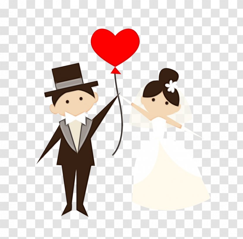 Bride And Groom Cartoon - Wedding - Gesture Smile Transparent PNG