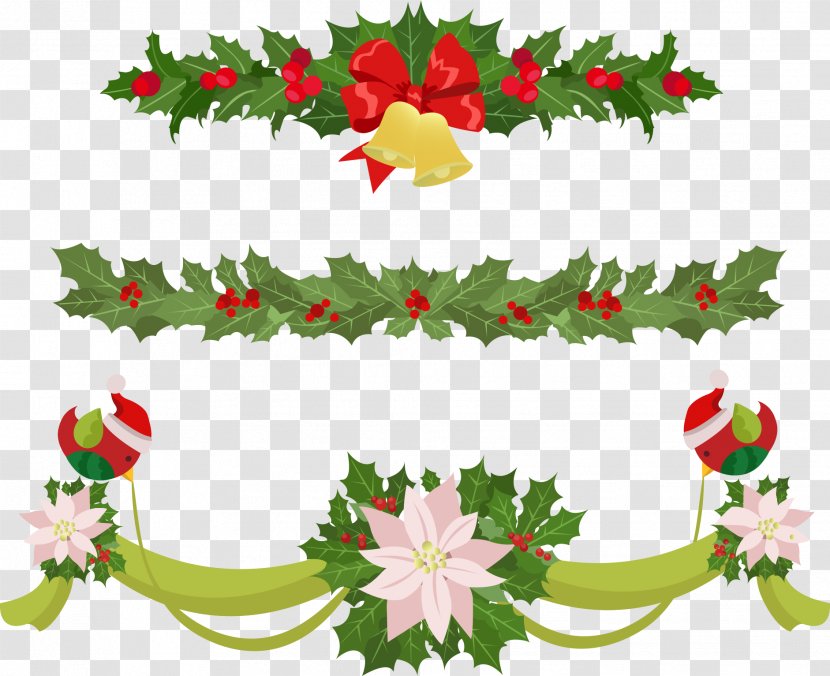 Garland Christmas Euclidean Vector Clip Art - Flora - Bow Decoration Transparent PNG