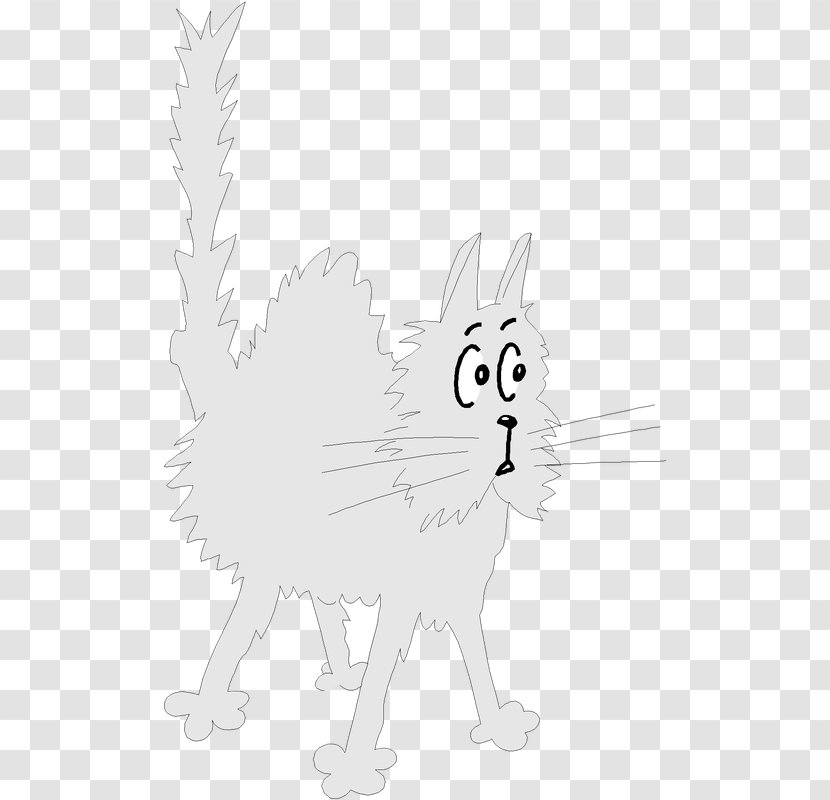 Whiskers Cat Hare Sketch Illustration - Black And White - Monochrome Transparent PNG